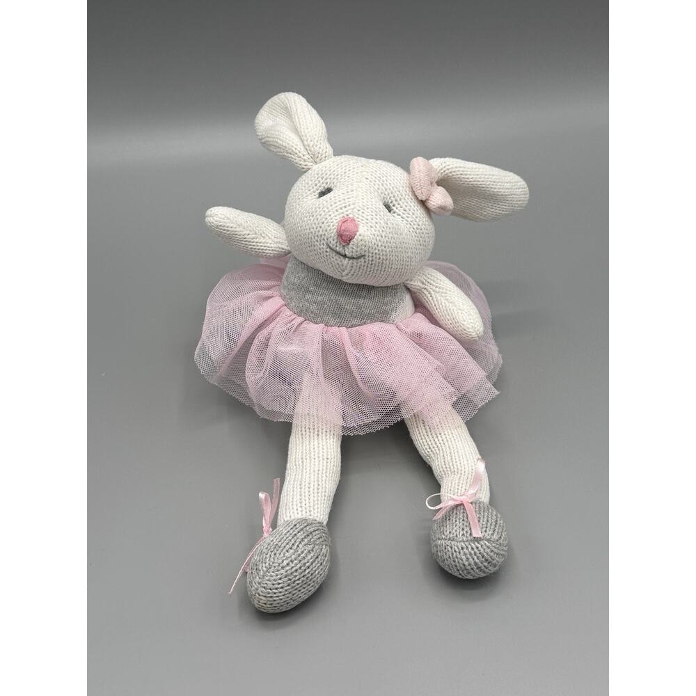 Elegant Baby Knit Bunny Rabbit Ballerina Push In Pink Tutu 8" Stuffed Animal